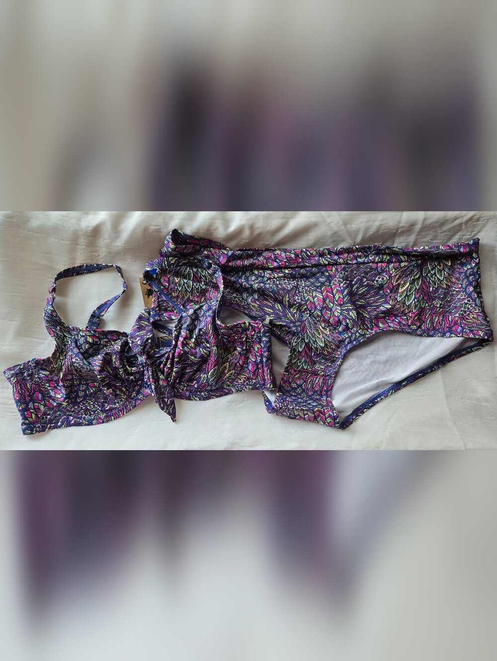 Swimsuits For All Purple Leaf-Print Women's Two-Piece Swimsuit